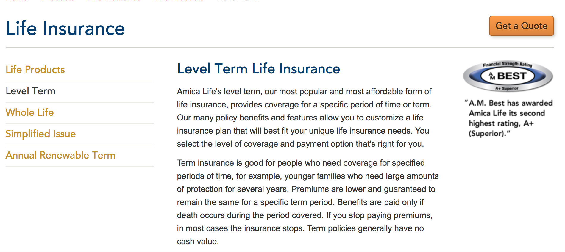 Amica whole life insurance reviews